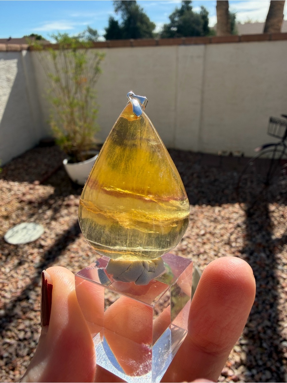 Natural Golden Yellow Fluorite Teardrop Pendant